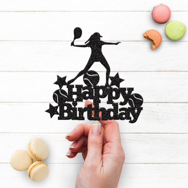 Female Tennis Player Birthday Cake Topper - view 3