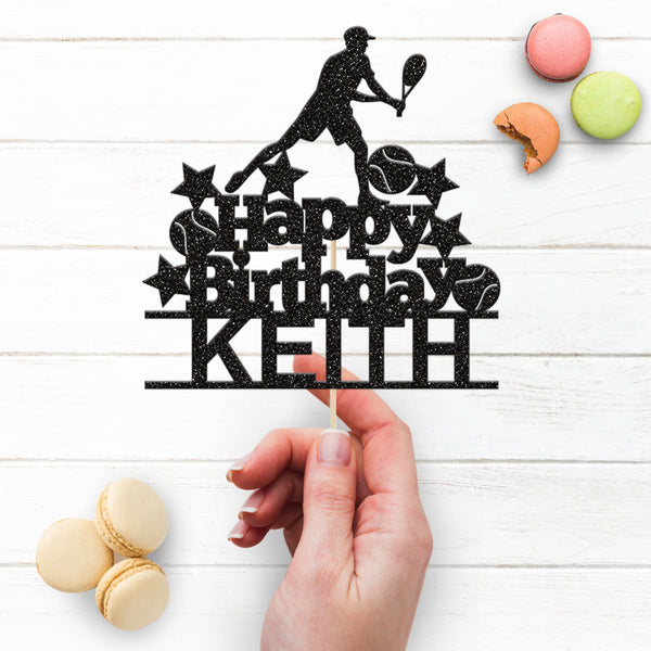 Personalised Tennis Stars Cake Topper – Name - view 3