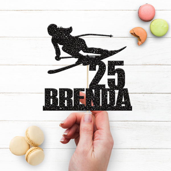 Personalised Carving Skier Cake Topper – Name & Age - view 3