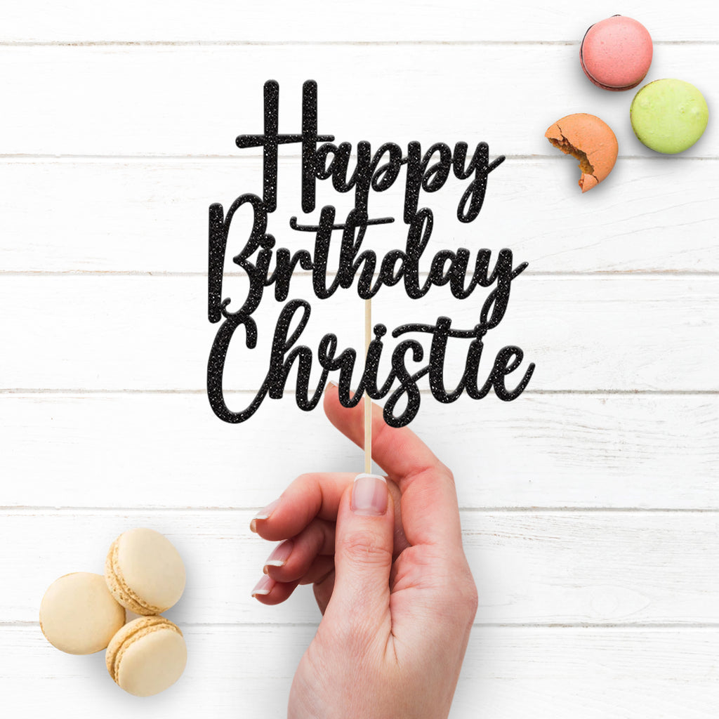 Personalised Stacked Script Cake Topper – Name - view 3