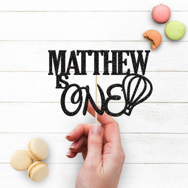 Personalised Hot Air Balloon Birthday Cake Topper – Name & Age - view 3