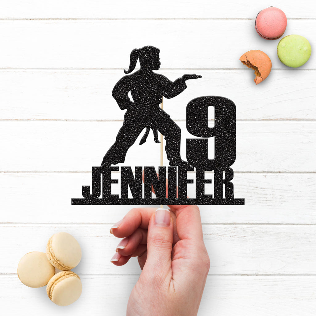Personalised Female Karate Cake Topper – Name & Age - view 3