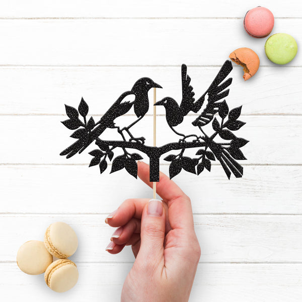Magpie Pair on Branch Wedding Cake Topper - view 3