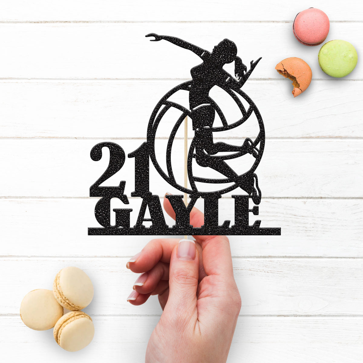 Personalised Female Volleyball Player Cake Topper – Name & Age - view 3