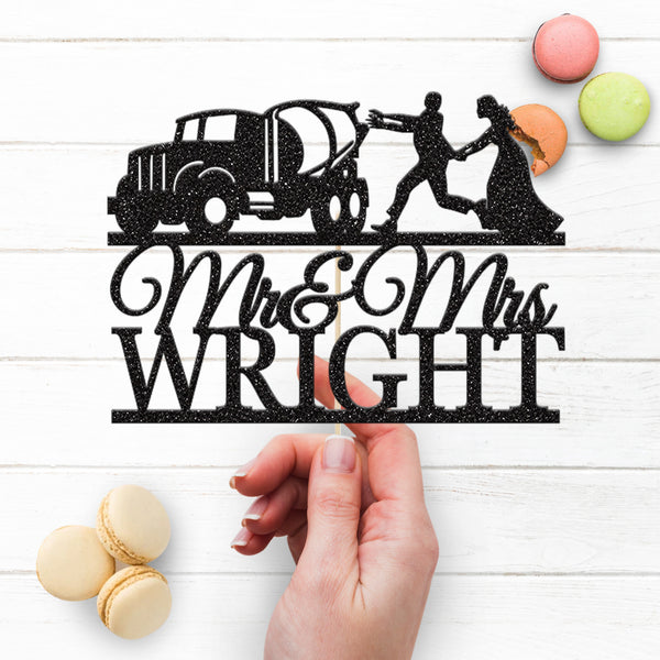 Personalised Concrete Mixer Wedding Cake Topper – Surname - view 3