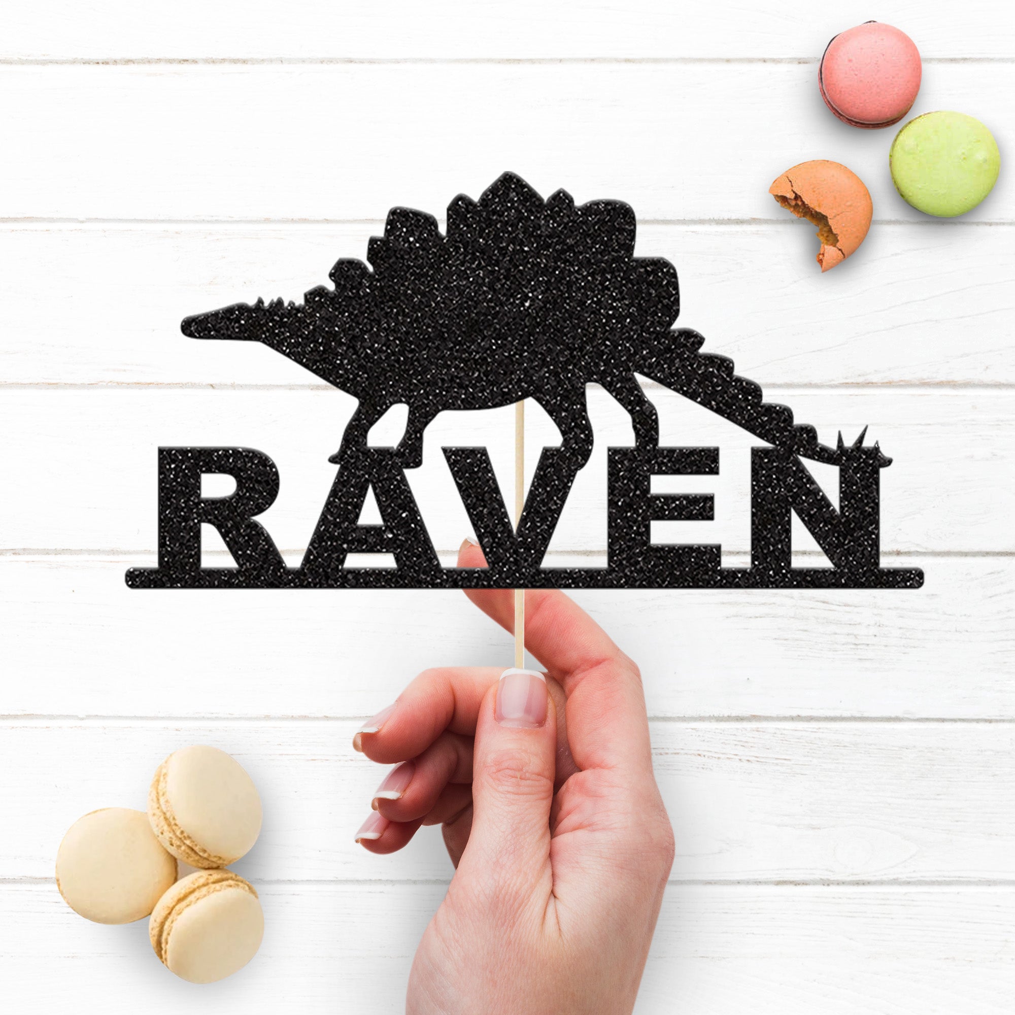 Personalised Stegosaurus Silhouette Cake Topper – Name Secondary image