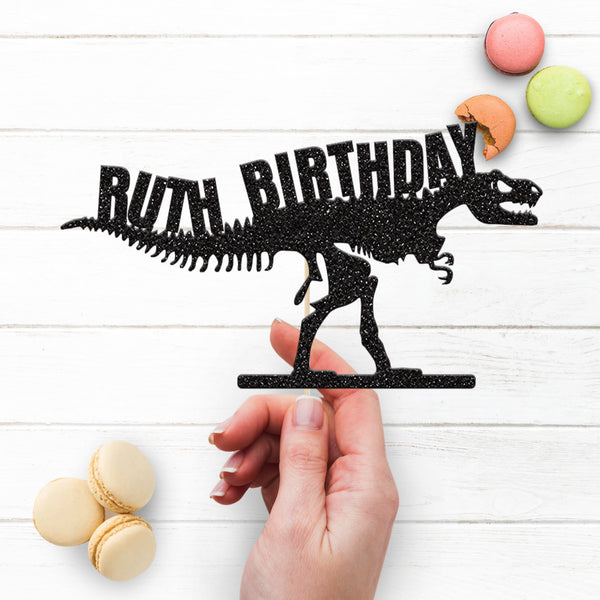 Personalised Dinosaur Skeleton Cake Topper – Name - view 3