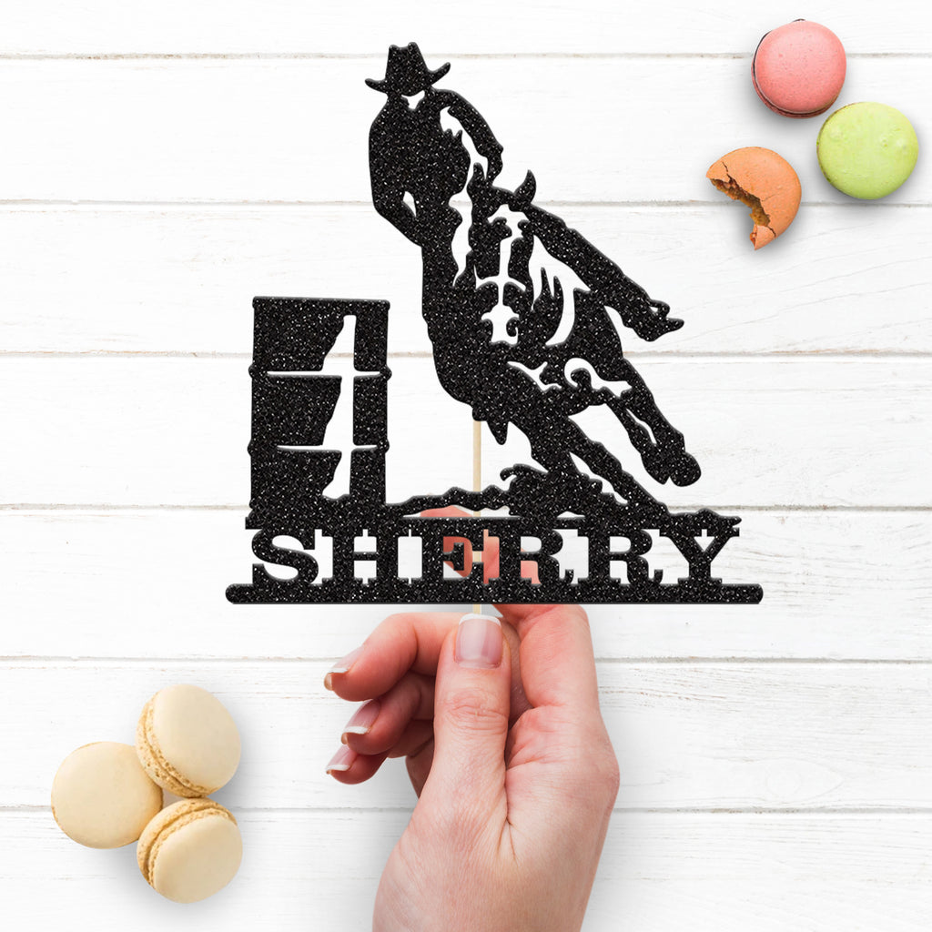 Personalised Barrel Racing Horse Cake Topper – Name - view 3