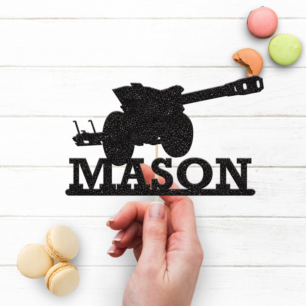 Personalised Military Field Gun Cake Topper – Name - view 3