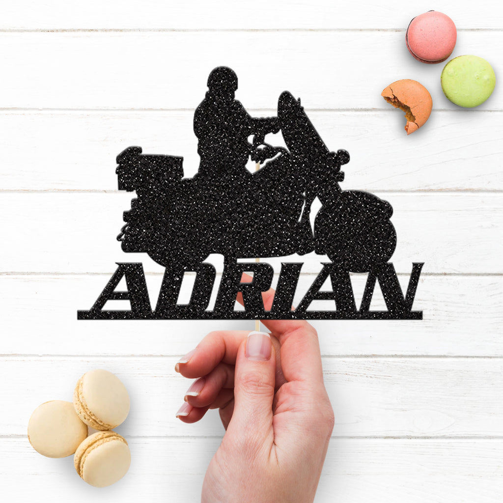 Personalised Touring Motorbike Rider Cake Topper – Name - view 3