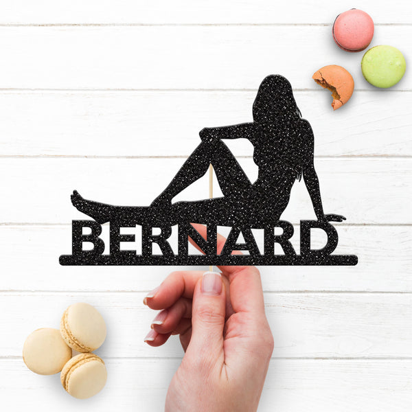 Personalised Reclining Woman Silhouette Cake Topper – Name - view 3