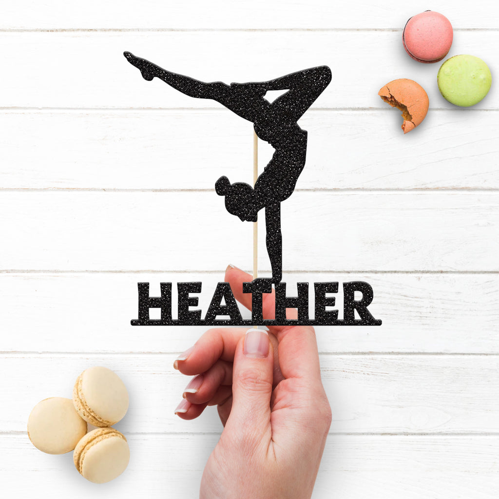 Personalised One-Handed Gymnast Cake Topper – Name - view 3