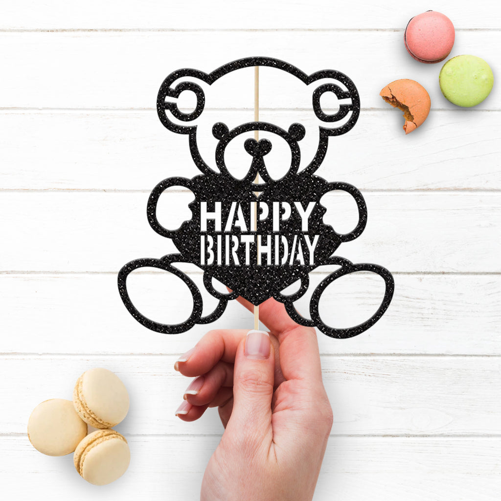 Happy Birthday Teddy Bear Heart Cake Topper - view 3