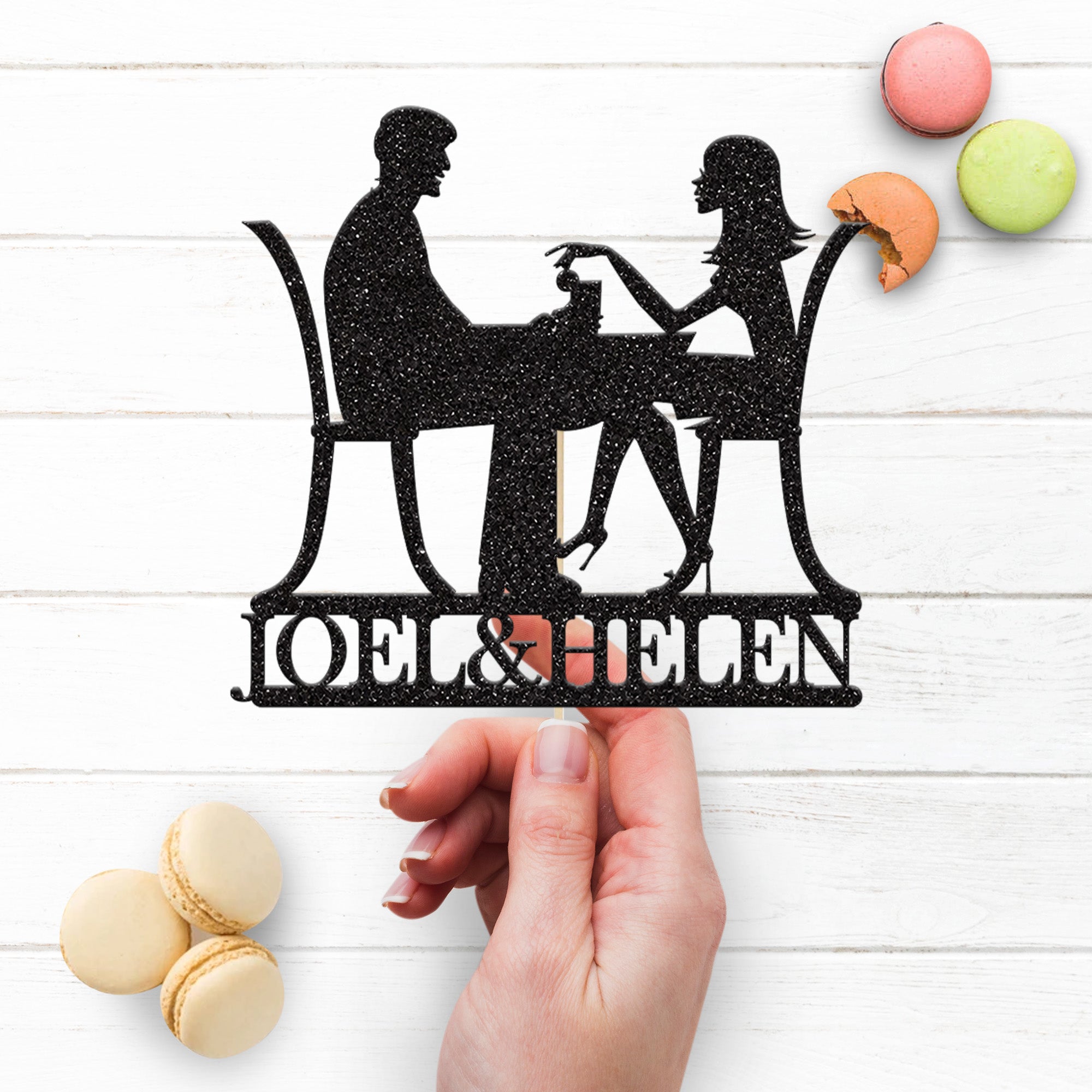 Personalised Date Night Couple Cake Topper – Names Secondary image