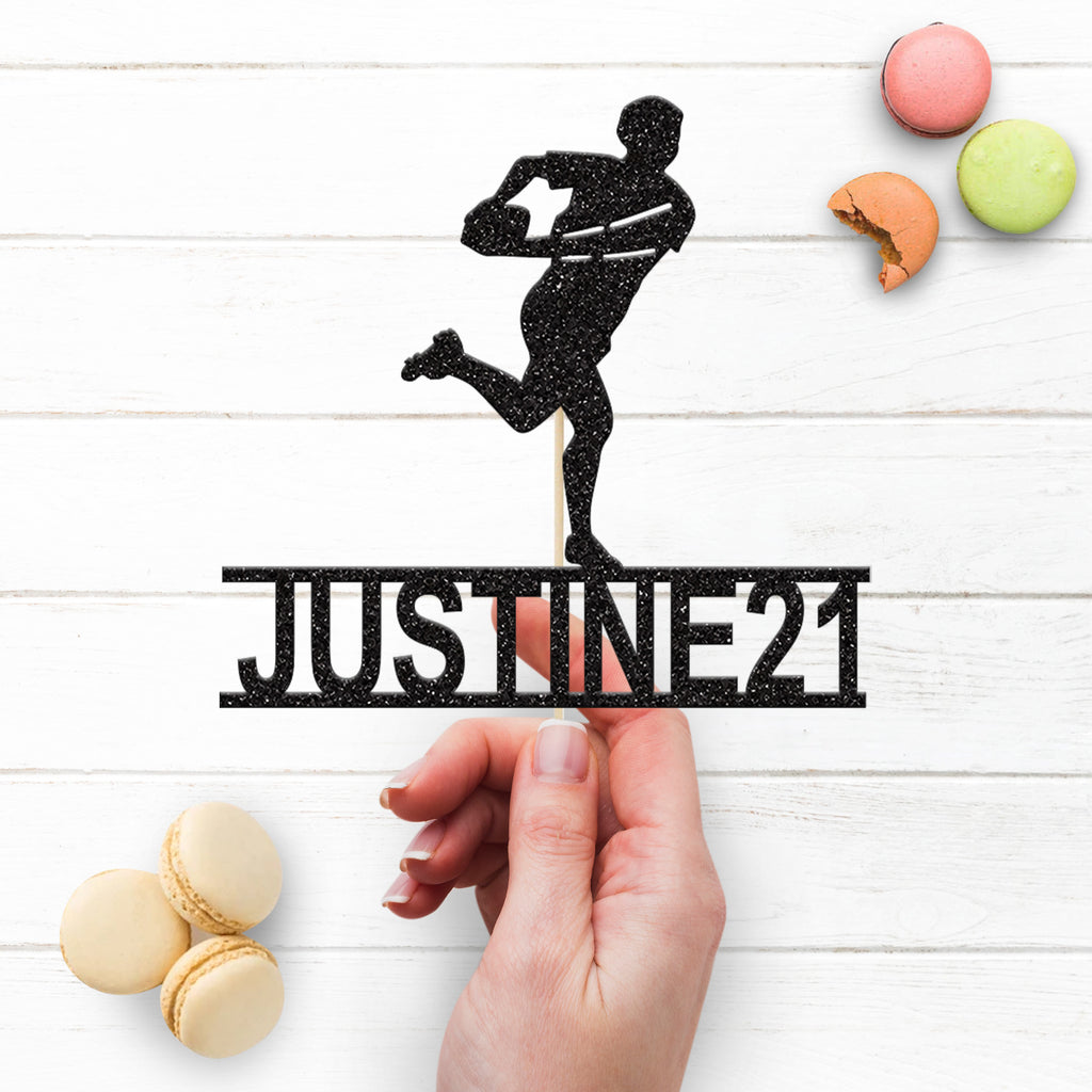 Personalised Rugby Runner Cake Topper – Name & Age - view 3