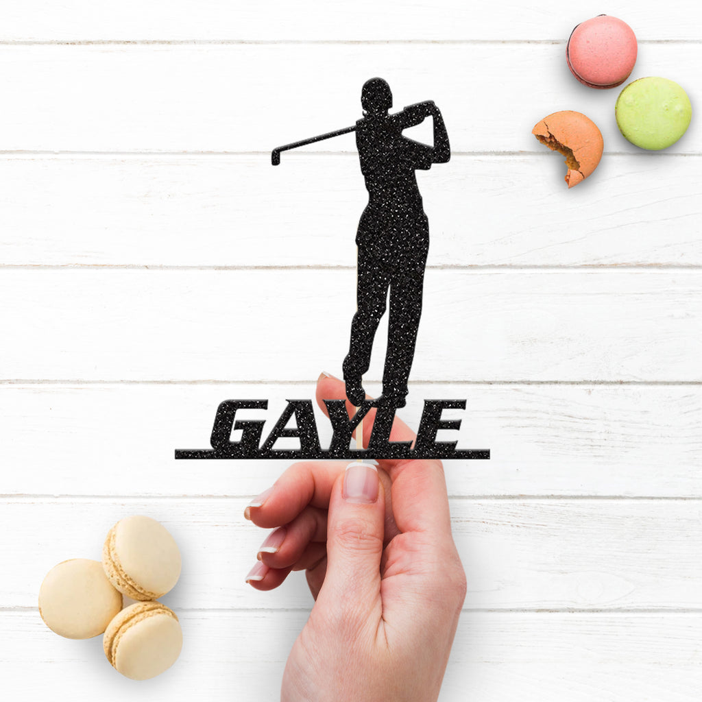 Personalised Golf Follow-Through Cake Topper – Name - view 3