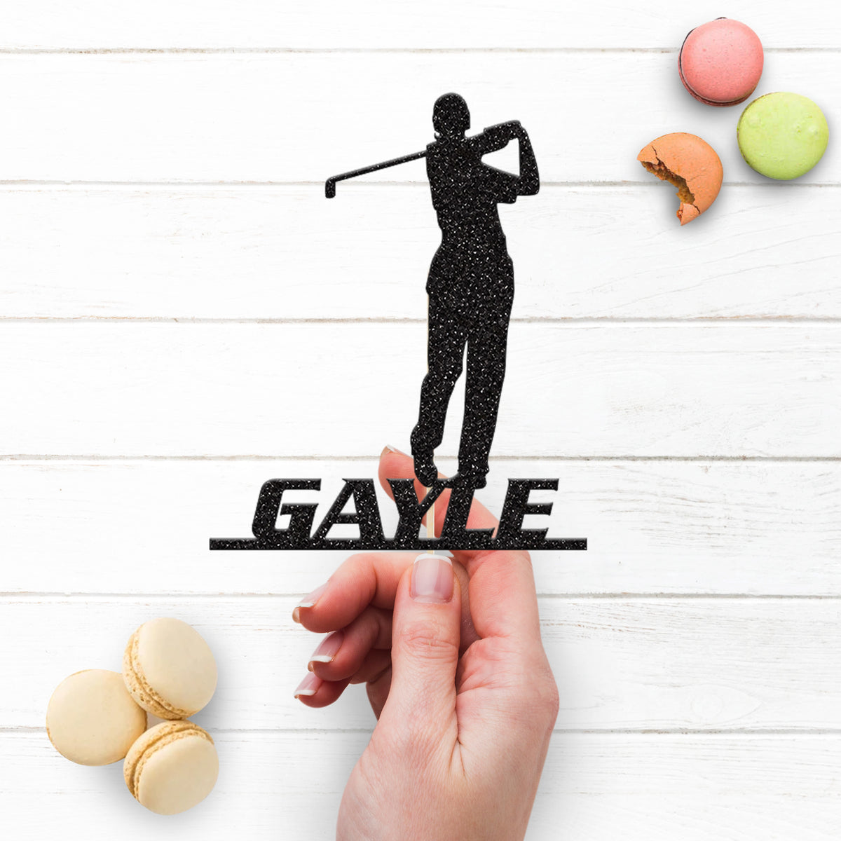 Personalised Golf Follow-Through Cake Topper – Name - view 3