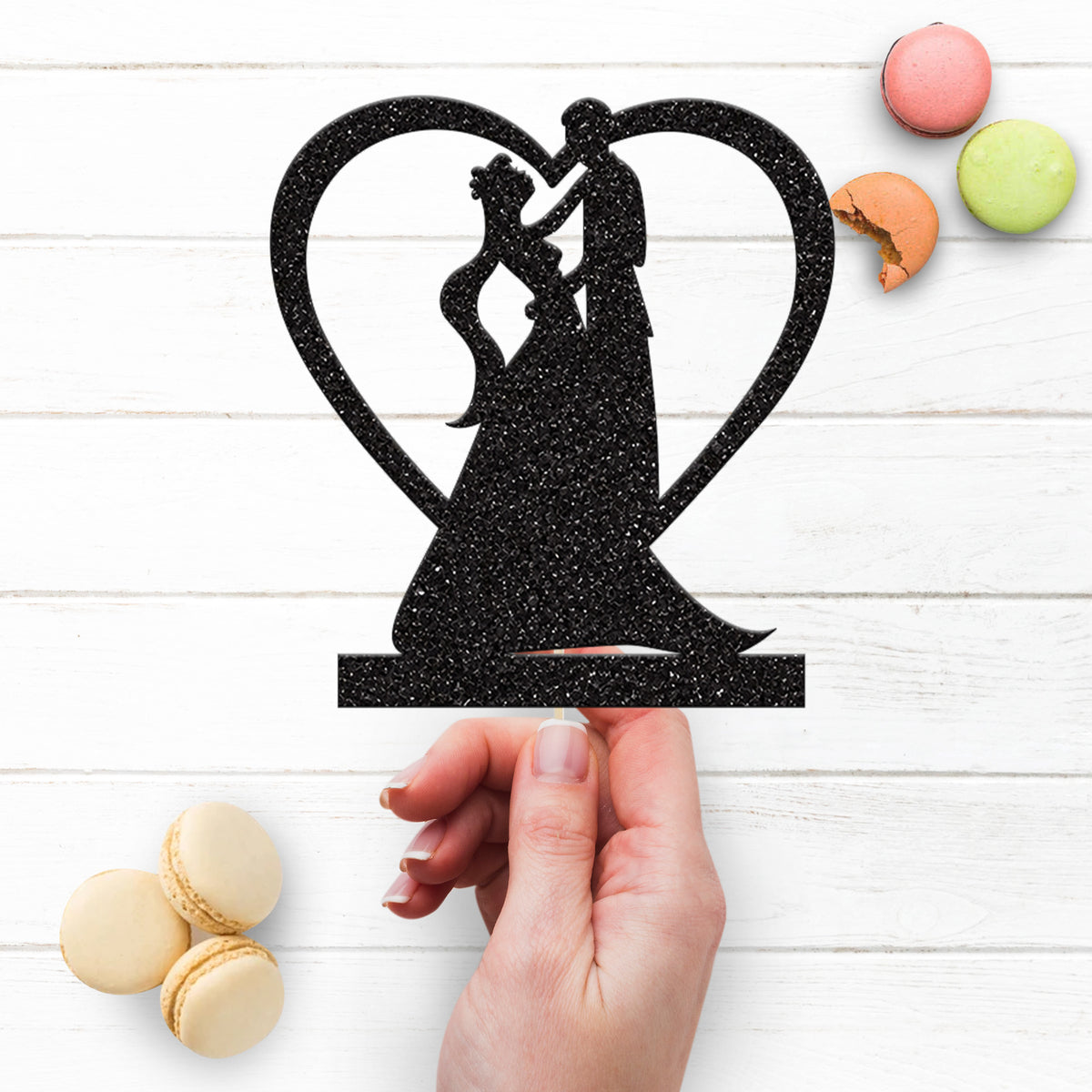 Romantic Couple Heart Wedding Cake Topper - view 3