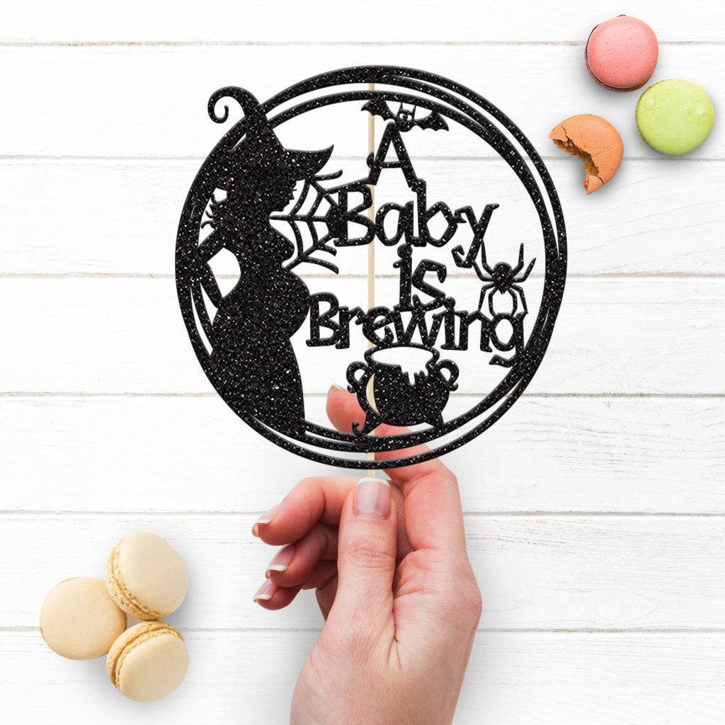A Baby is Brewing Witch Hoop Baby Shower Cake Topper - view 3