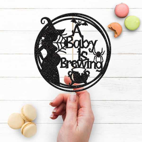 A Baby is Brewing Witch Hoop Baby Shower Cake Topper - view 3