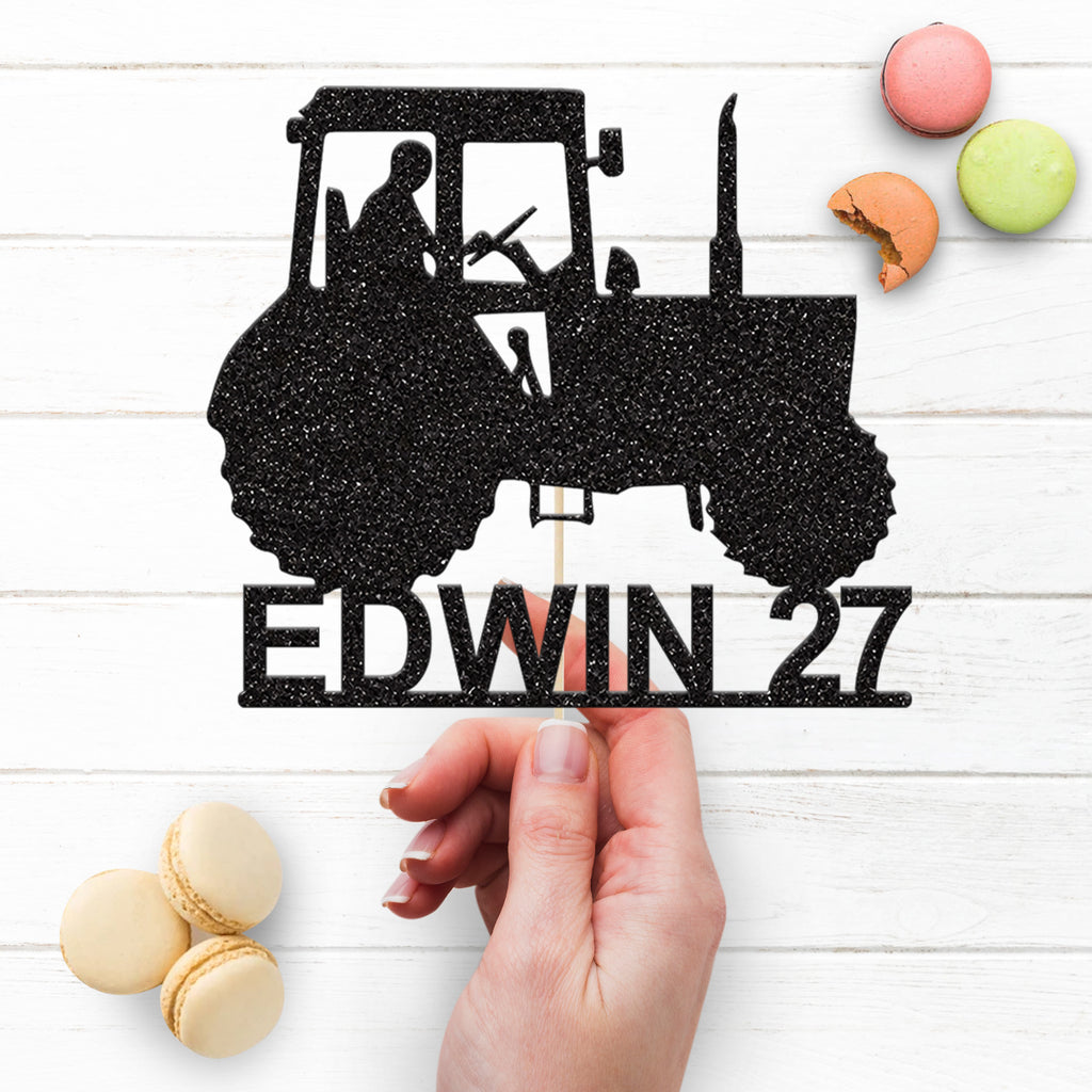 Personalised Tractor and Driver Cake Topper – Name & Age - view 3
