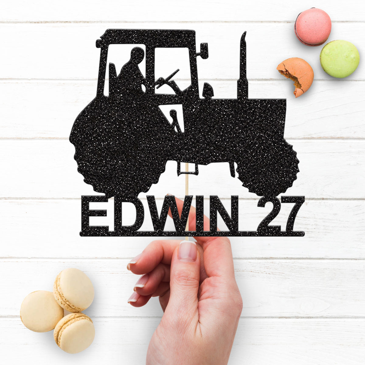 Personalised Tractor and Driver Cake Topper – Name & Age - view 3