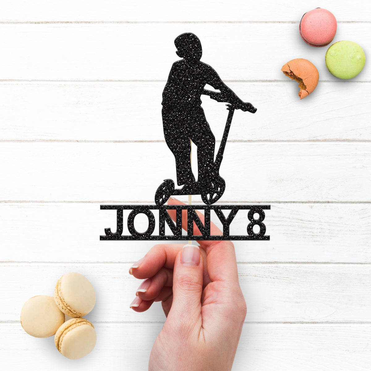 Personalised Standing Scooter Rider Cake Topper – Name & Age - view 3