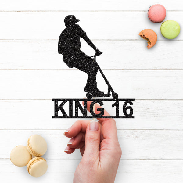 Personalised Leaning Scooter Rider Cake Topper – Name & Age - view 3