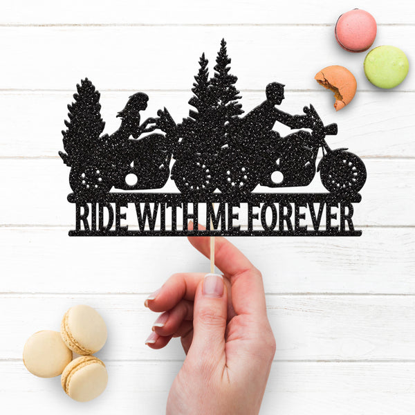 Ride With Me Forever Motorbike Couple Wedding Cake Topper - view 3