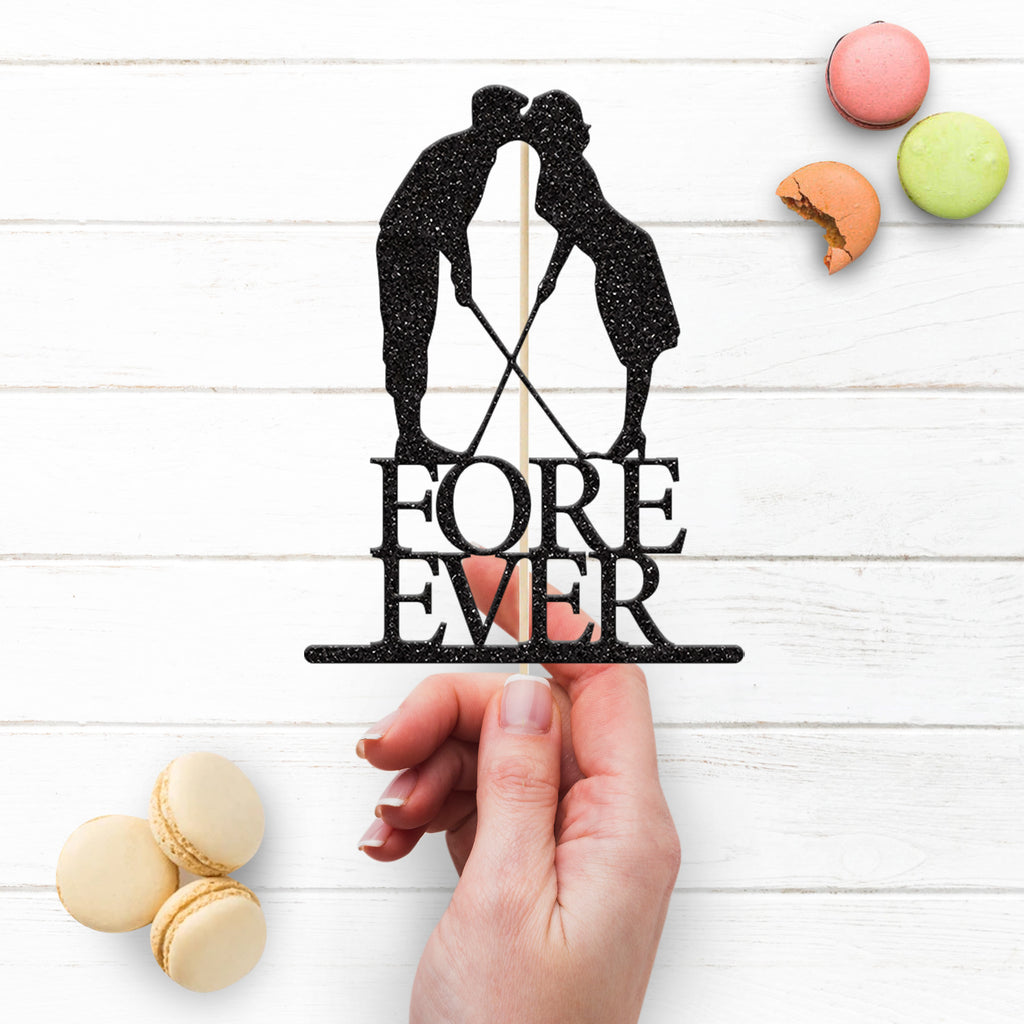 Fore Ever Kissing Golf Couple Wedding Cake Topper - view 3