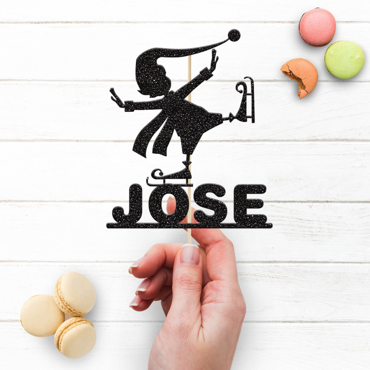 Personalised Ice Skating Elf Cake Topper – Name - view 3