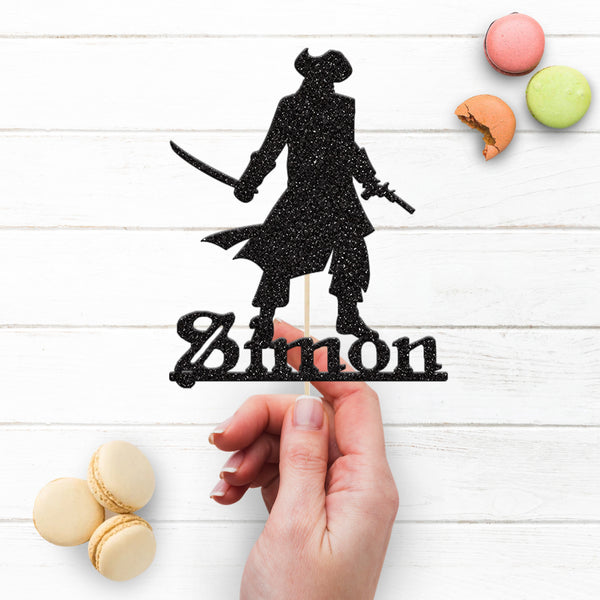 Personalised Pirate Captain Cake Topper – Name - view 3