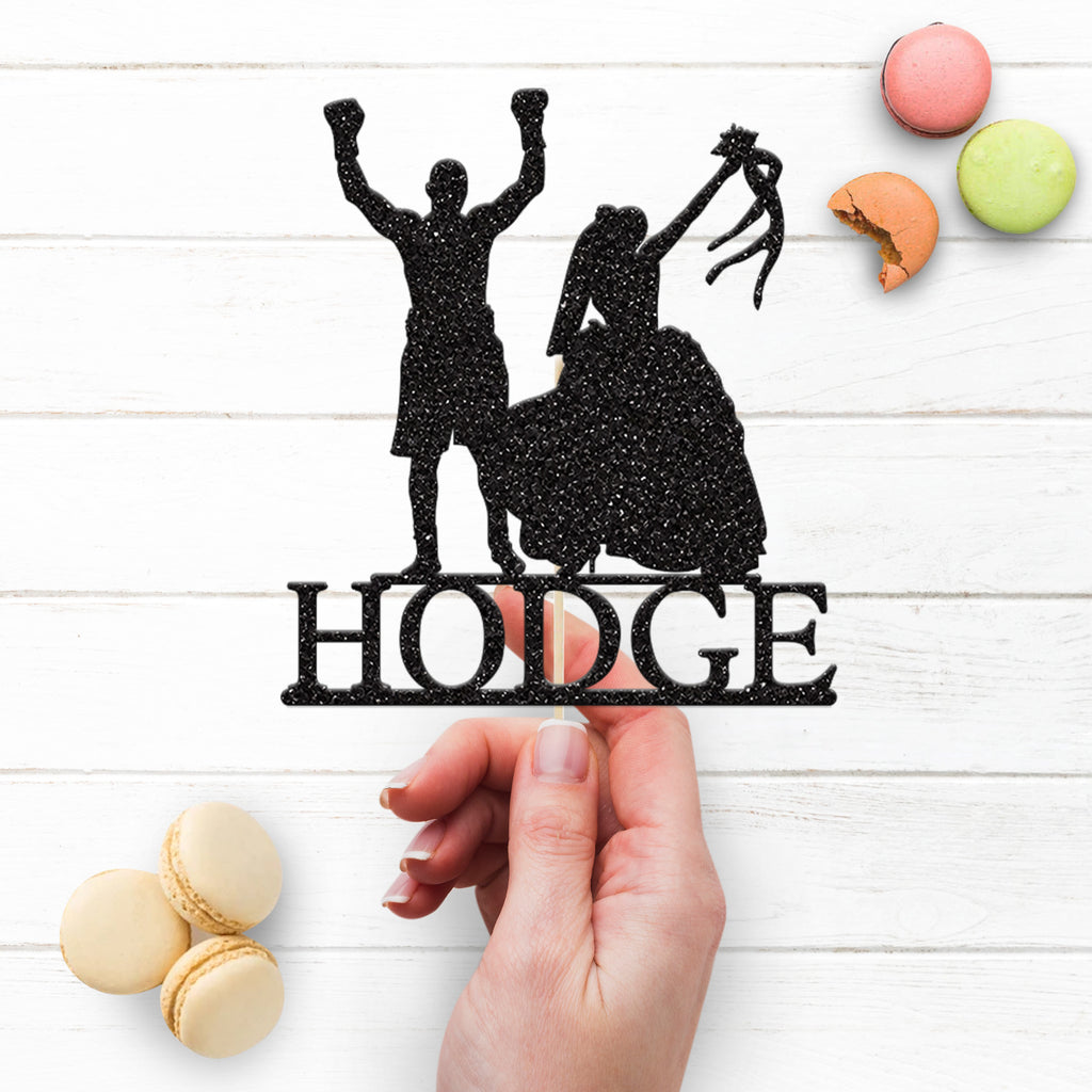 Personalised Boxer and Bride Wedding Cake Topper – Surname - view 3