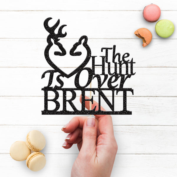 Personalised The Hunt Is Over Deer Wedding Cake Topper – Surname - view 3
