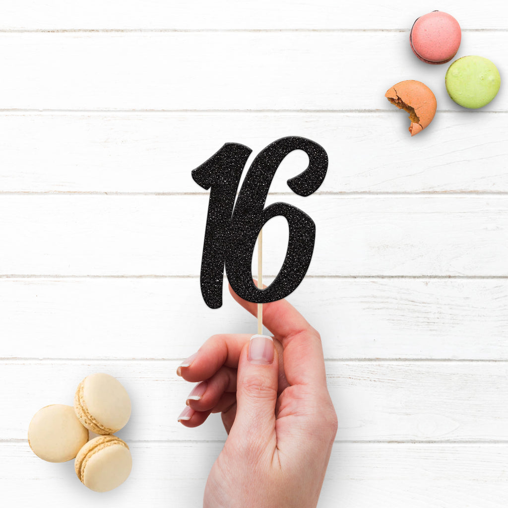 Number 16 Script Birthday Cake Topper - view 3
