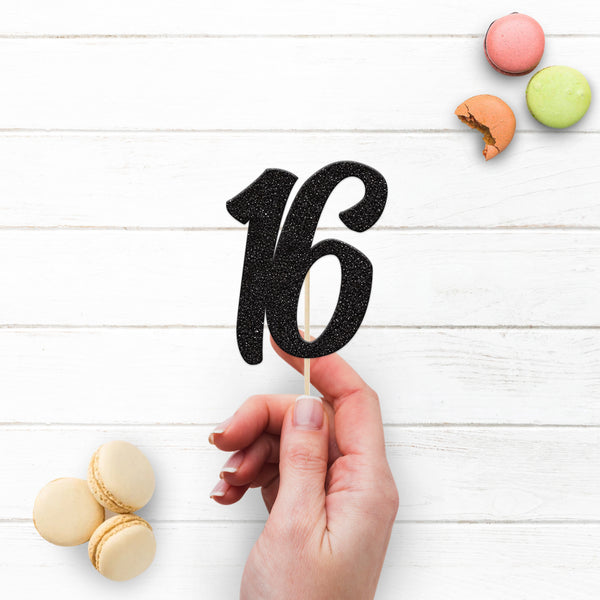 Number 16 Script Birthday Cake Topper - view 3
