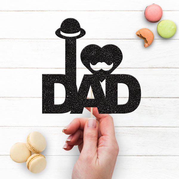 I Love Dad Hat and Moustache Cake Topper - view 3