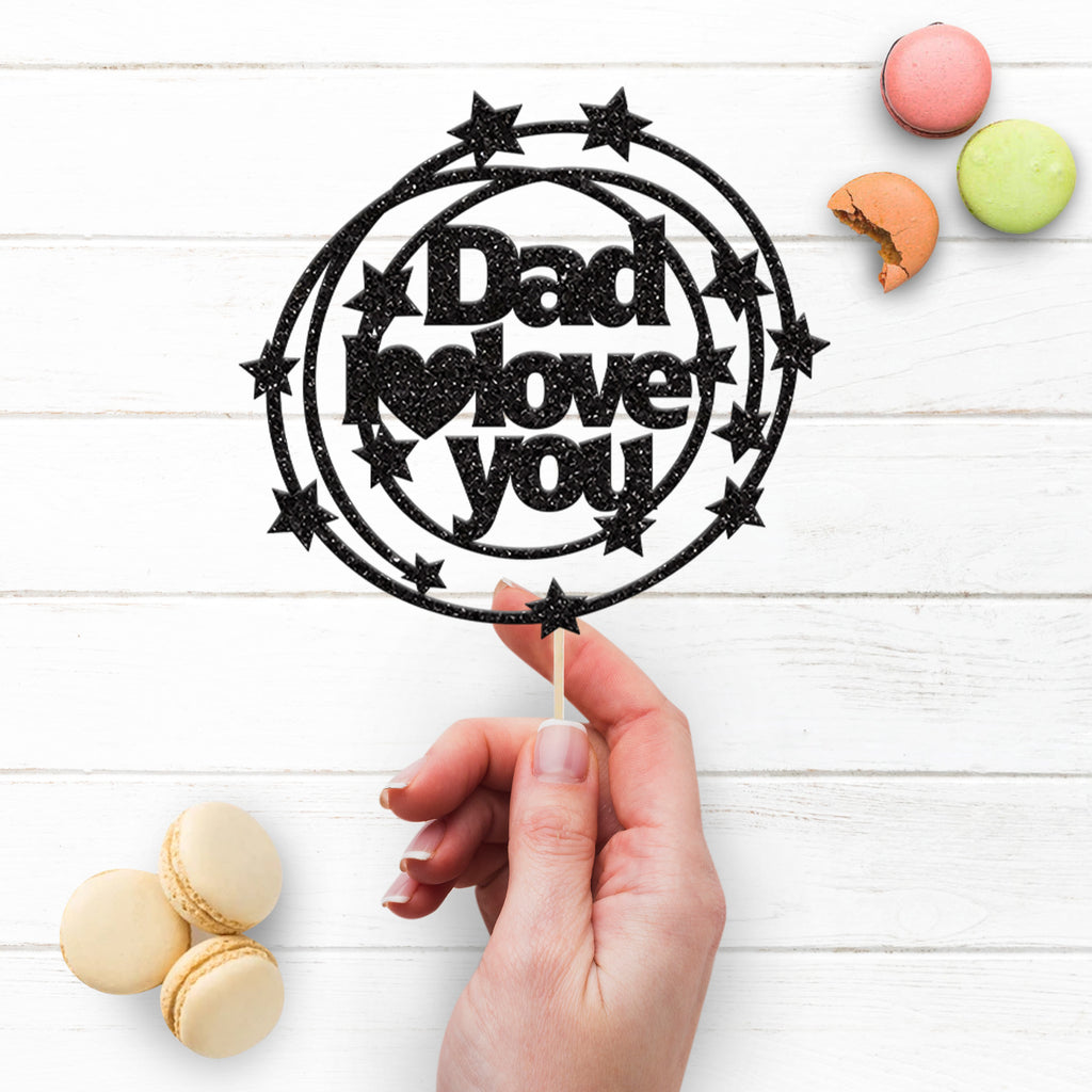 Dad I Love You Stars Circle Cake Topper - view 3