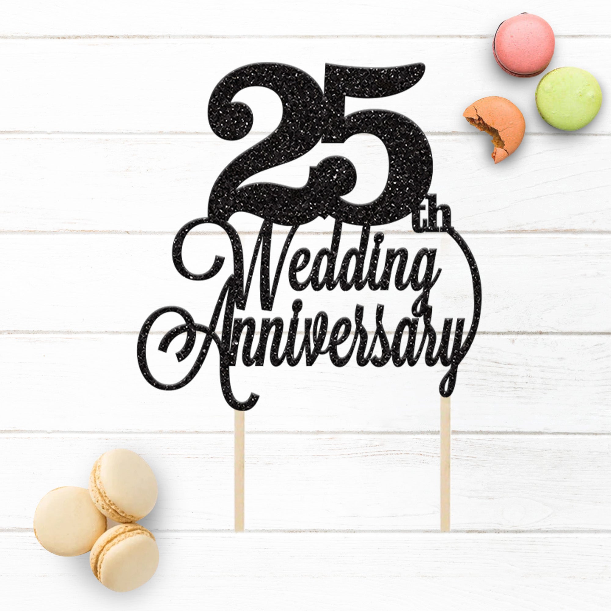 25th Wedding Anniversary Script Cake Topper Secondary image