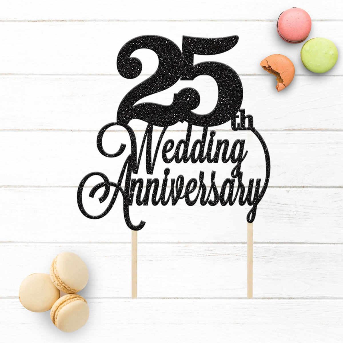 25th Wedding Anniversary Script Cake Topper - view 3