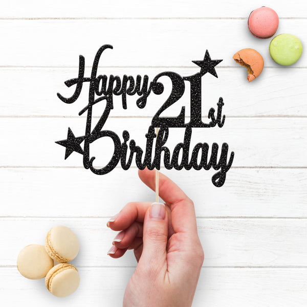 Happy 21st Birthday Stars Cake Topper - view 3