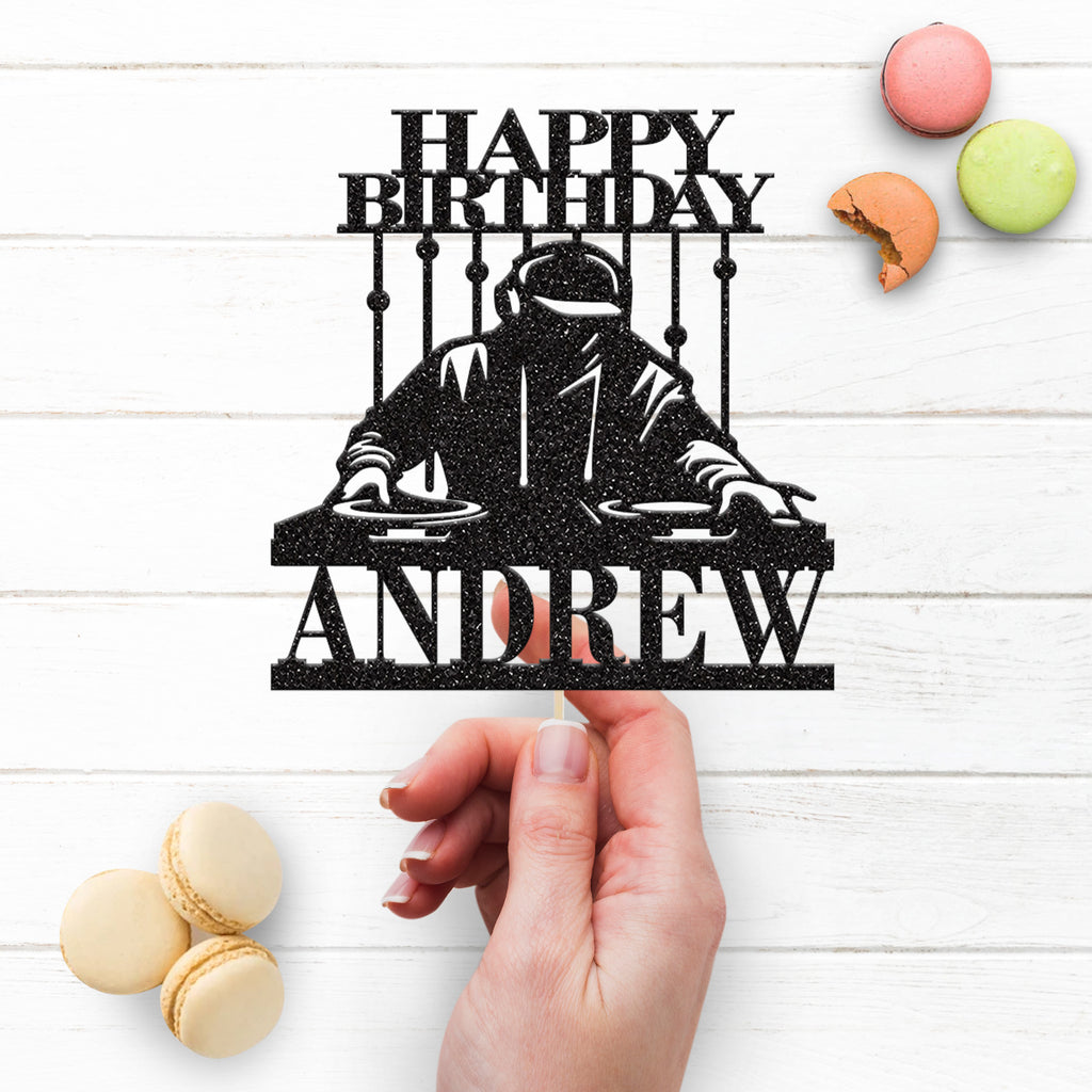 Personalised DJ Mixing Decks Cake Topper – Name - view 3