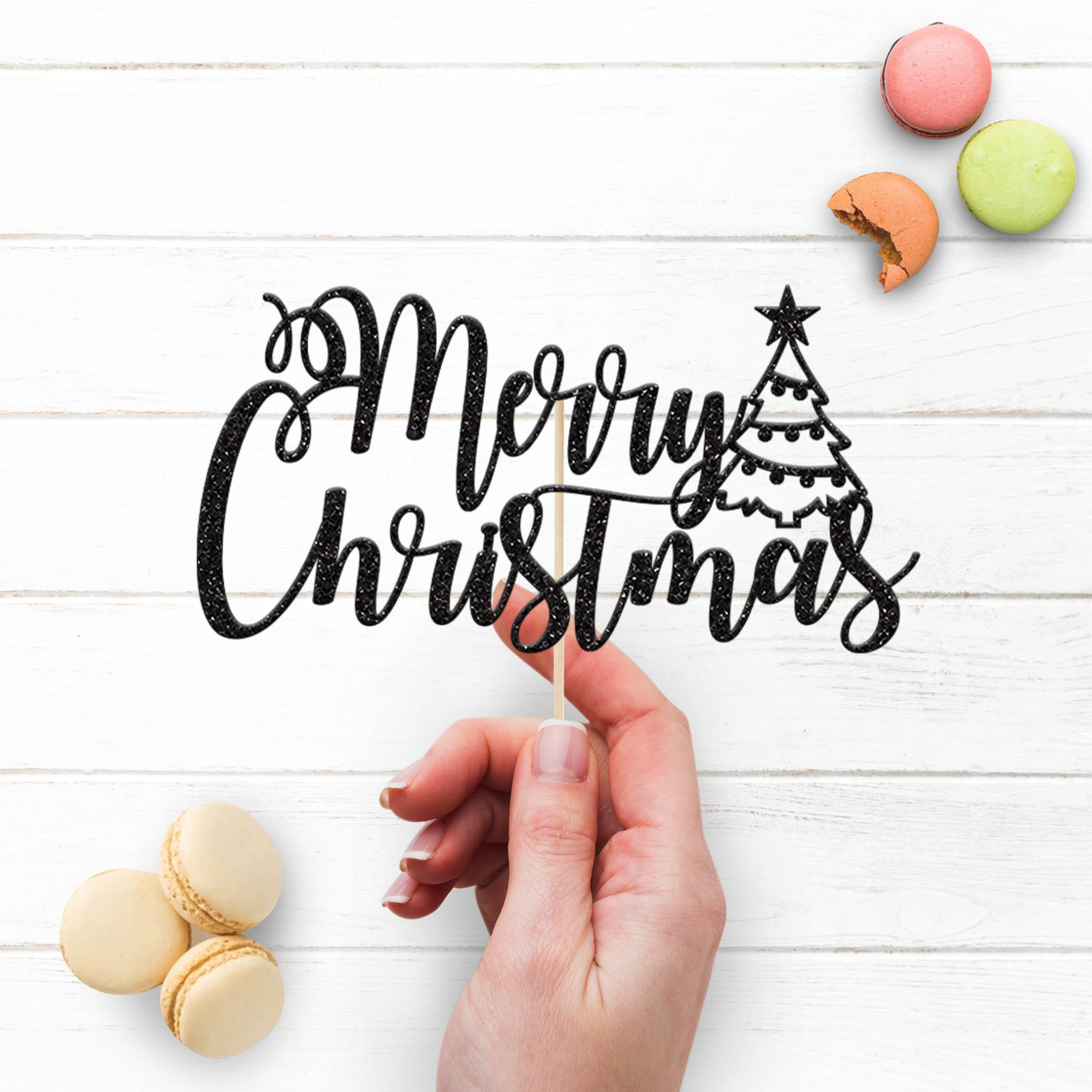 Merry Christmas Tree Script Cake Topper Secondary image