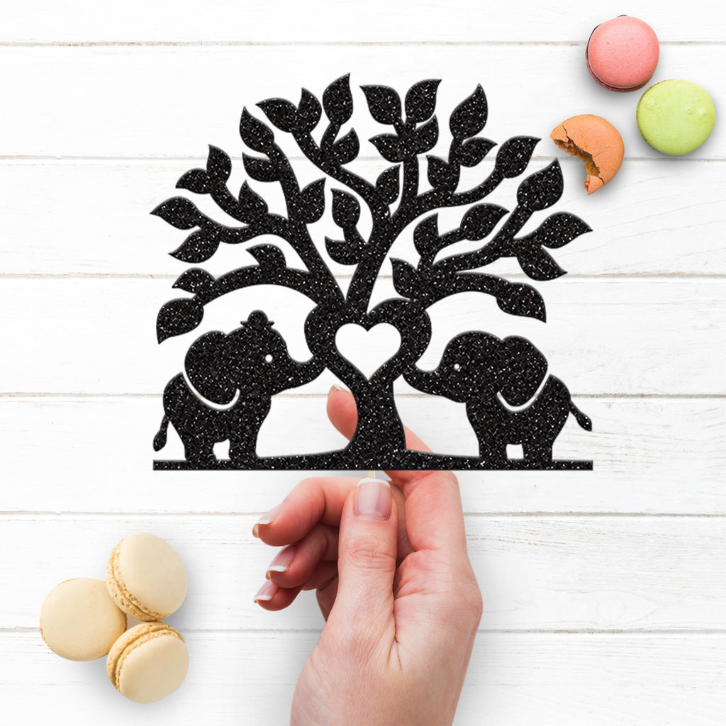 Elephant Couple Heart Tree Wedding Cake Topper - view 3
