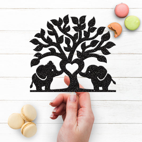 Elephant Couple Heart Tree Wedding Cake Topper - view 3
