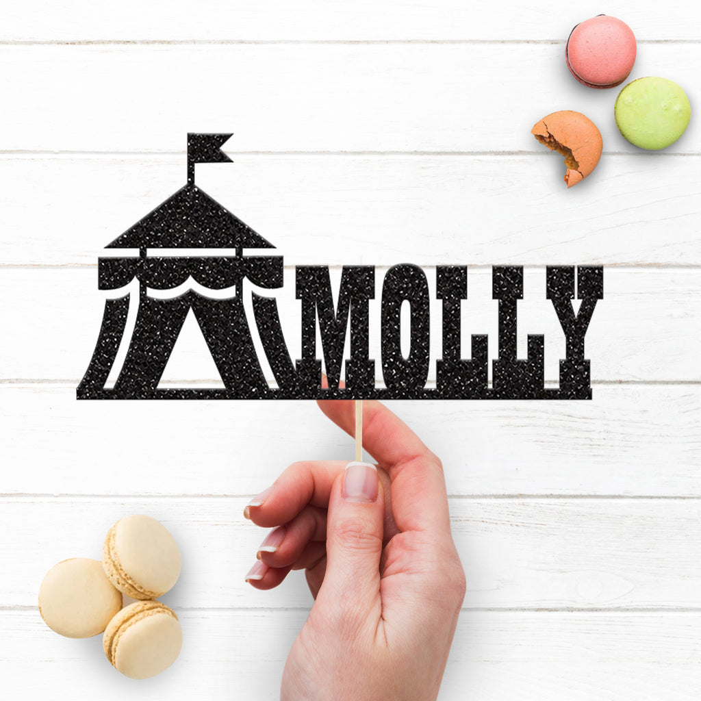 Personalised Circus Tent Cake Topper – Name - view 3