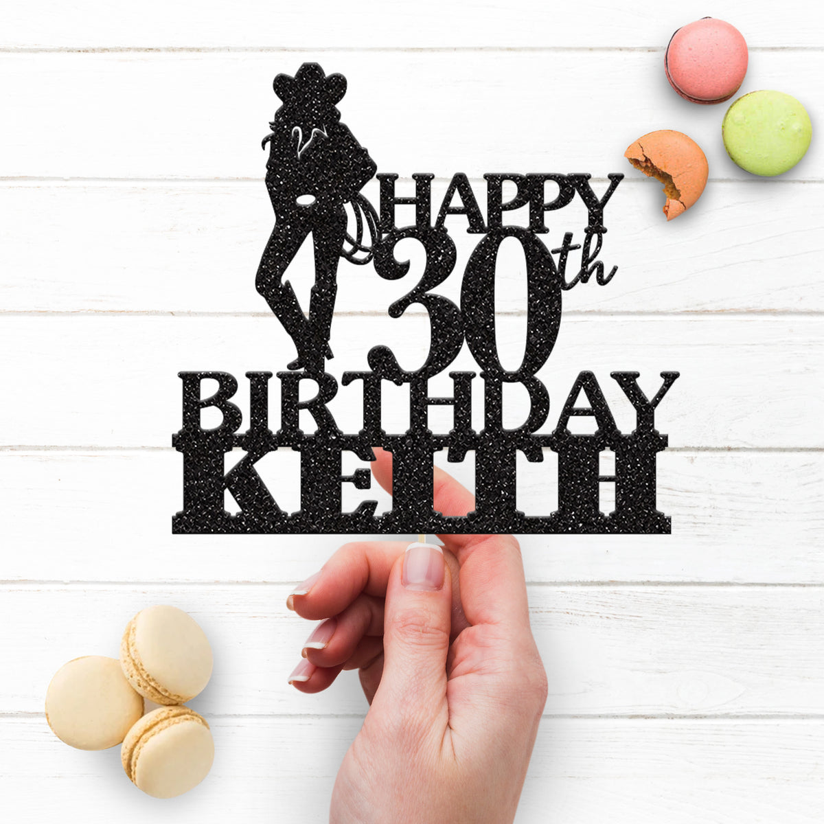Personalised Standing Cowboy Cake Topper – Name & Age - view 3