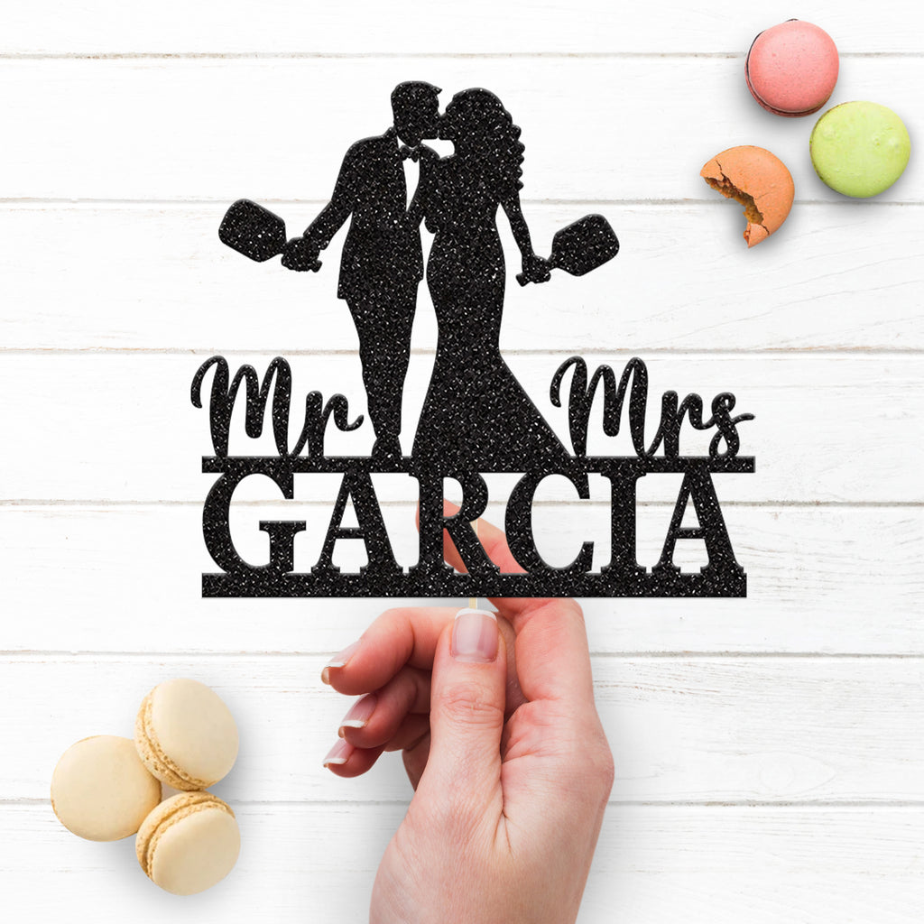 Personalised Table Tennis Couple Wedding Cake Topper – Surname - view 3