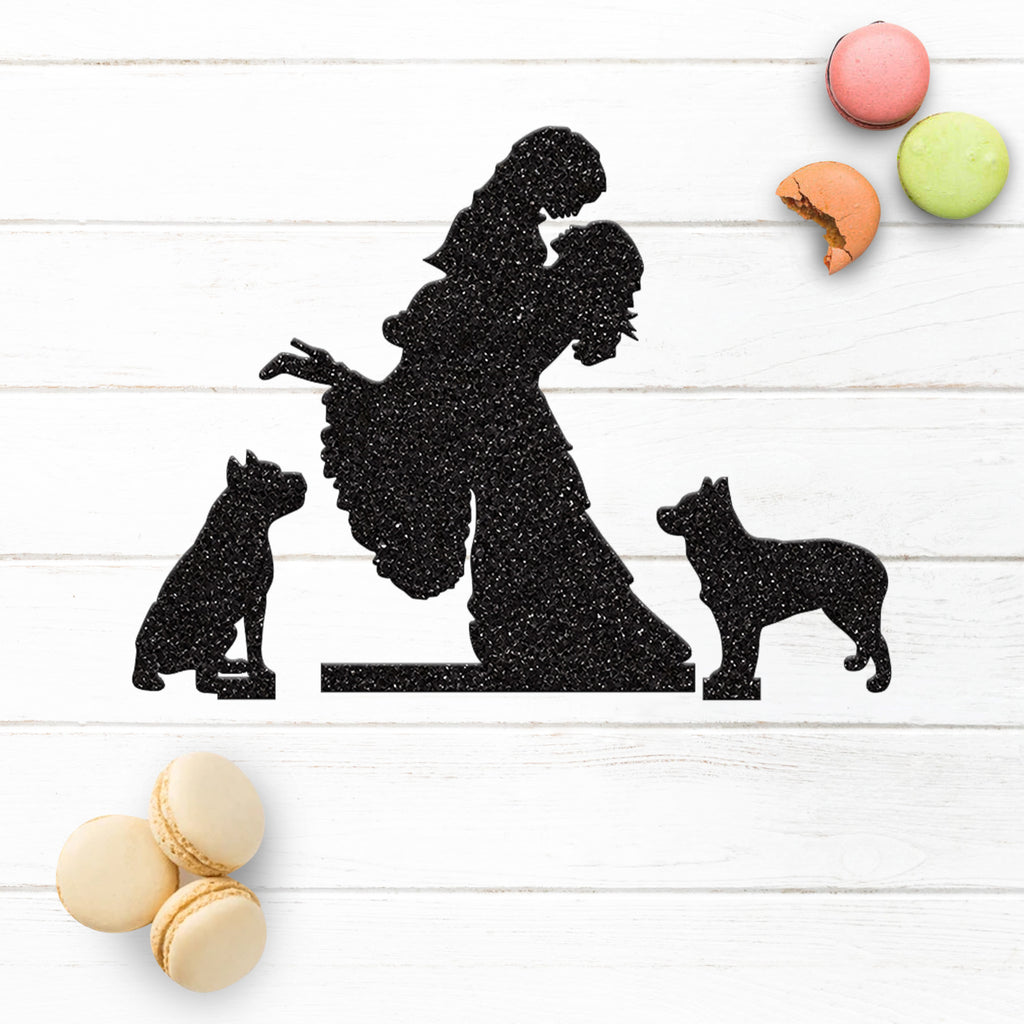 Two Brides with Two Dogs Wedding Cake Topper - view 3