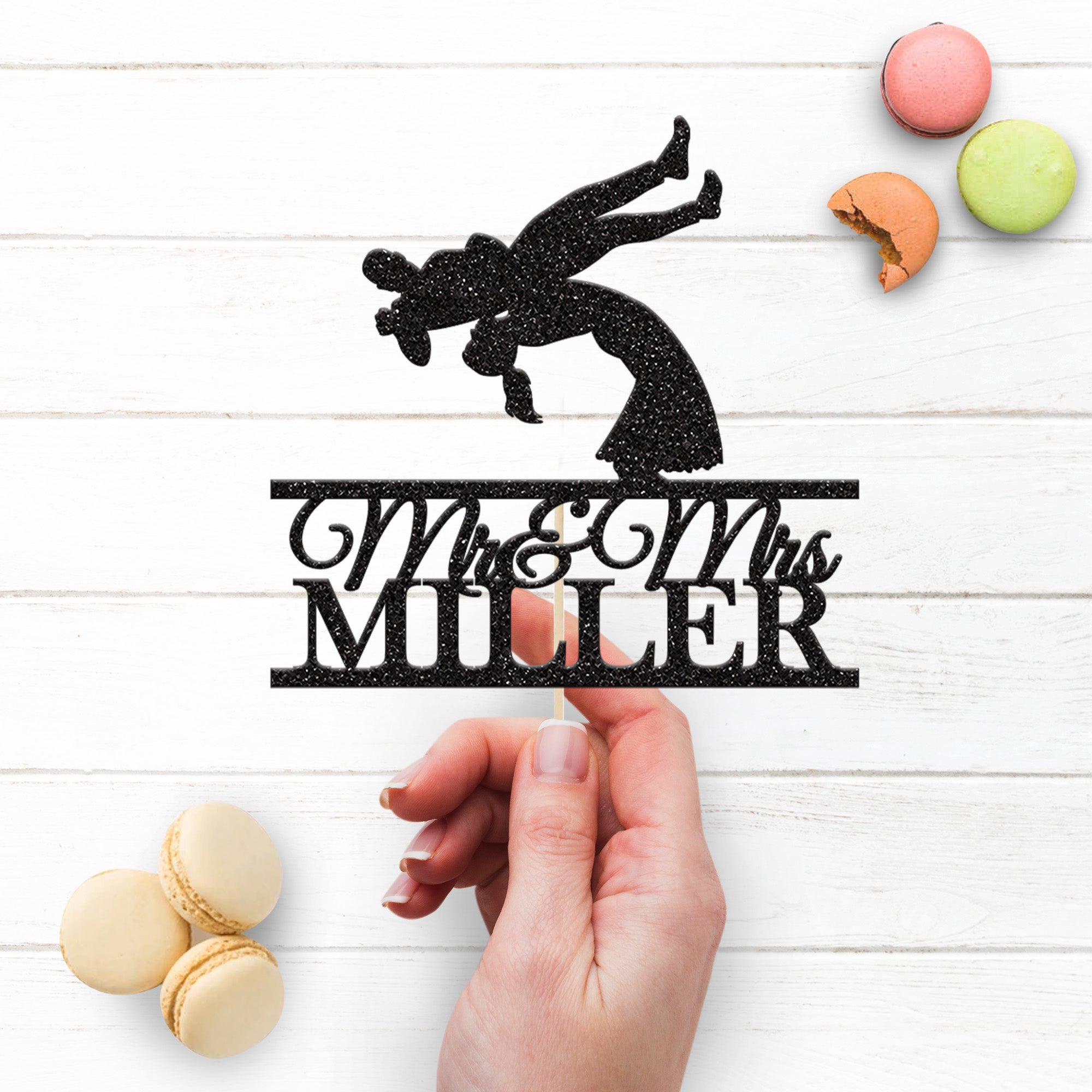 Personalised Bride Throwing Groom Cake Topper – Surname Secondary image